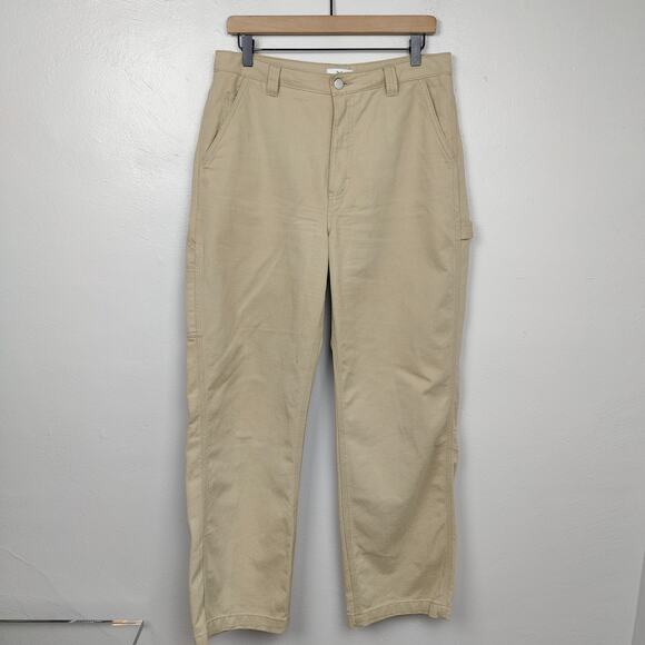 Aritzia TNA Greenwich Pants Mens 10 Khaki Carpenter Twill‎ High Waist Straight - Picture 1 of 13